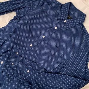Blue polka dot J.Crew men’s shirt
